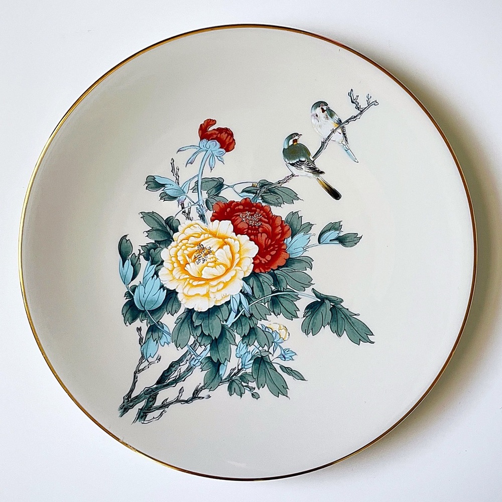 Pickard | Vintage Handpainted Plate Birds & Flowering Branch 9.5"W